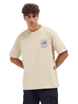 The Bear House - Men Beige Cotton T-Shirt