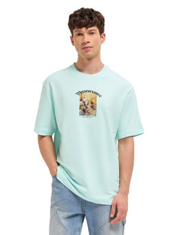 The Bear House - Men Blue Cotton T-Shirt