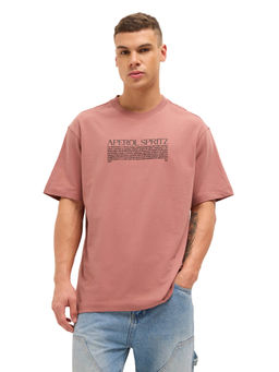 The Bear House - Men Peach Cotton T-Shirt