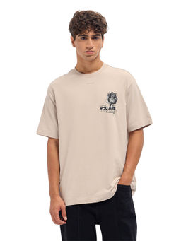 The Bear House - Men Beige Cotton T-Shirt