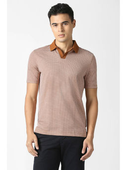 Van Heusen - Men Brown Cotton Blend Polo T-shirt