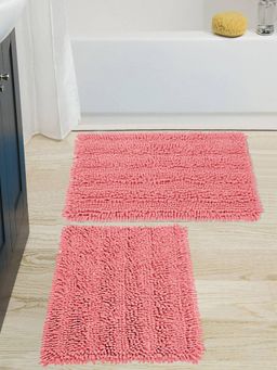 Saral Home - Cotton Shaggy Mat Set of 2 (Light Pink, 40 x 60 cm)