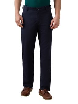ColorPlus - Slim Fit Navy Blue Pure Cotton Trouser
