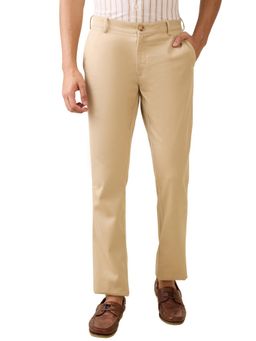 ColorPlus - Slim Fit Medium Beige Pure Cotton Trouser