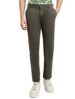 ColorPlus - Dark Green Cotton Blend Slim Fit Trouser