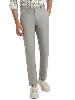 Park Avenue - Medium Grey Cotton Blend Slim Fit Trouser