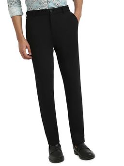 Park Avenue - Black Cotton Blend Commutech Fit Trouser