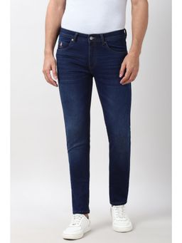 Peter England - Men Navy Blue Light Wash Jeans