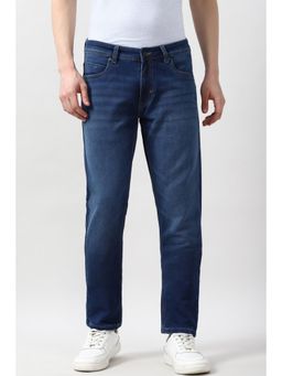 Peter England - Men Navy Blue Mid Wash Jeans