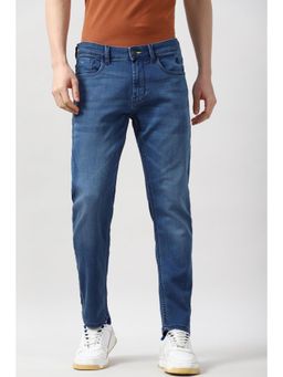 Peter England - Men Blue Mid Wash Jeans