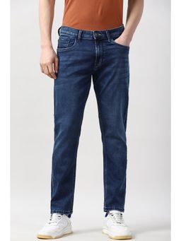 Peter England - Men Blue Mid Wash Jeans