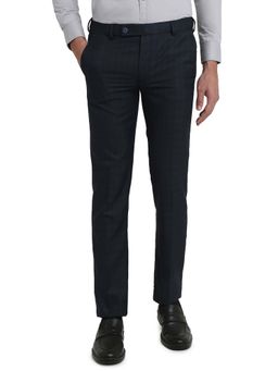 Park Avenue - Navy Blue Polyester Viscose Blend Slim Fit Trouser