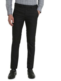 Park Avenue - Black Polyester Viscose Blend Slim Fit Trouser