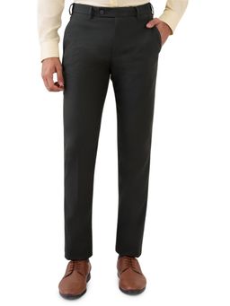 Park Avenue - Dark Green Polyester Viscose Blend Slim Fit Trouser