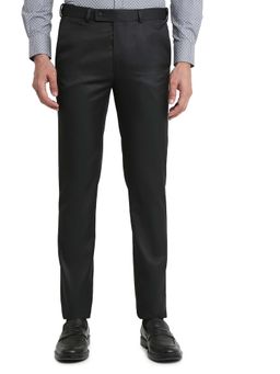 Park Avenue - Black Polyester Viscose Blend Slim Fit Trouser