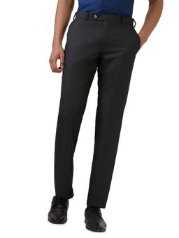 Park Avenue - Fancy Grey Polyester Viscose Blend Regular Fit Trouser