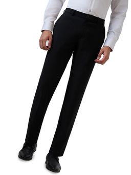 Raymond - Black Polyester Viscose Blend Slim Fit Trouser