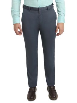 Raymond - Dark Grey Polyester Viscose Blend Contemporary Fit Trouser