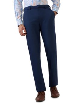 Raymond - Navy Blue Polyester Blend Contemporary Fit Trouser