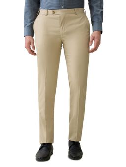 Raymond - Slim Fit Medium Beige Polyester Viscose Blend Trouser