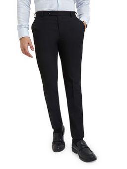 Raymond - Black Polyester Viscose Blend Slim Fit Trouser