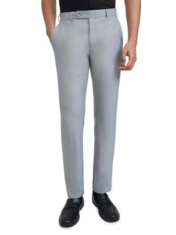 Raymond - Medium Grey Polyester Viscose Blend Slim Fit Trouser