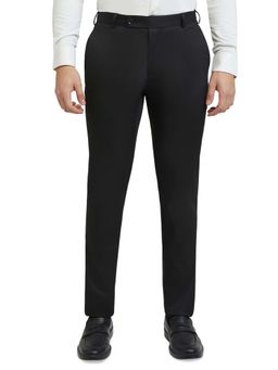 Raymond - Black Polyester Viscose Blend Slim Fit Trouser