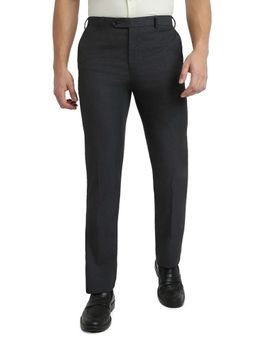 Raymond - Dark Grey Polyester Viscose Blend Contemporary Fit Trouser