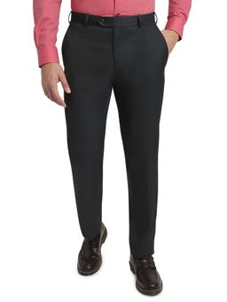 Raymond - Dark Grey Polyester Viscose Blend Contemporary Fit Trouser