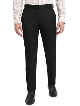 Raymond - Black Polyester Viscose Blend Contemporary Fit Trouser