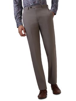 Raymond - Dark Khaki Polyester Viscose Blend Contemporary Fit Trouser