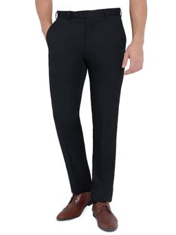 Raymond - Black Polyester Viscose Blend Contemporary Fit Trouser