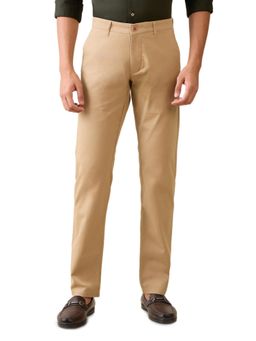 Parx - Slim Fit Medium Beige Cotton Blend Trouser