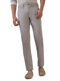 Parx - Medium Grey Cotton Blend Slim Fit Trouser