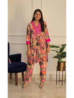 Pink Tree - Pink Silk Printed Kurta with Pant Co-Ord