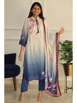 Pink Tree - Blue Muslin Printed Kurta with Pant