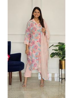 Pink Tree - Pink Muslin Printed Kurta with Pant and Dupatta