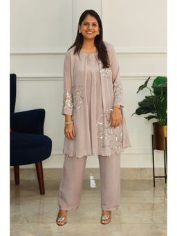 Pink Tree - Grey Chinon Embellished/Sequined Kurta with Pant