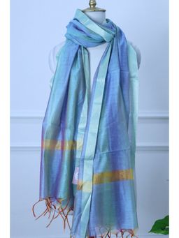Pink Tree - Blue Silk Woven Dupatta