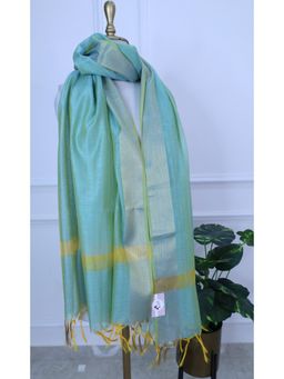 Pink Tree - Turquoise Silk Woven Dupatta