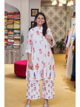 Pink Tree - White Mul Printed Kurta with Pant Co-Ord