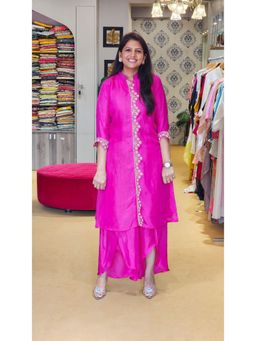 Pink Tree - Pink Silk Thread Work Kurta with Palazzo