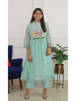 Pink Tree - Blue Mul Thread Work Kurta with Pant