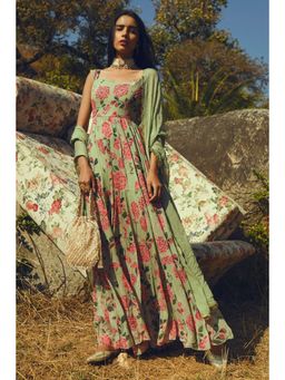 Paulmi & Harsh - Green Ashima Anarkali with Dupatta