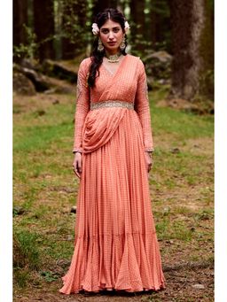 Paulmi & Harsh - Orange Yuzu Anarkali with Belt
