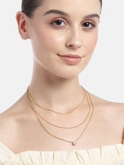 Carlton London - 18kt Gold Plated with CZ Layered Necklace for women