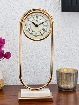 At Home by Nilkamal - Oval Metal Table Clock on Stand