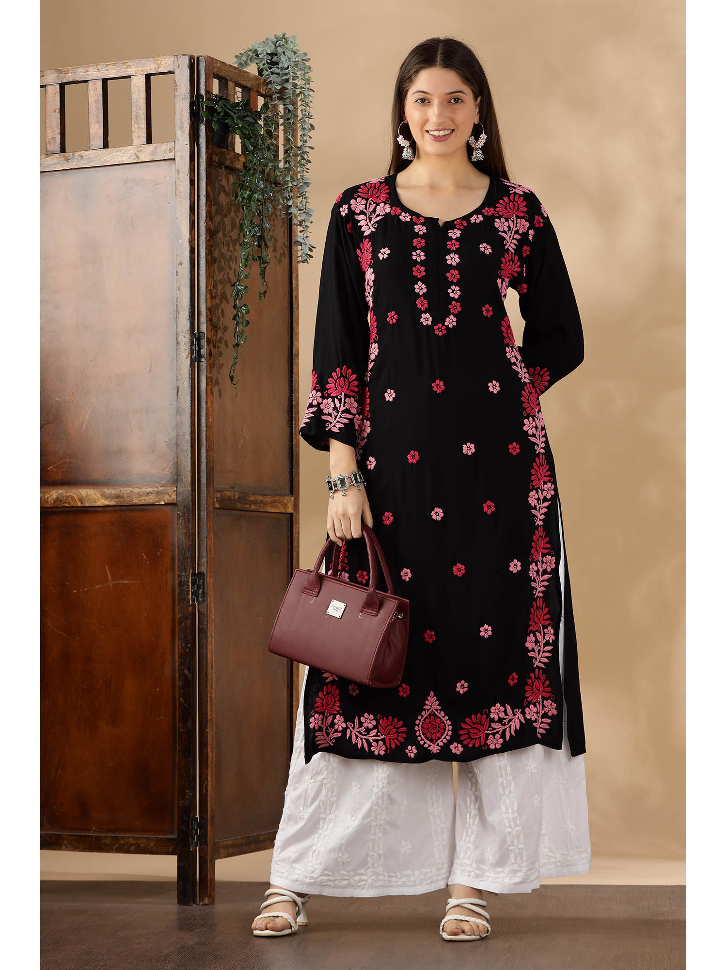 Chikankari Cotton Black Kurta-image-4