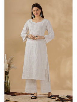 CLUB LOOM - Chikankari Chanderi White Kurta