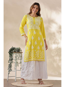 CLUB LOOM - Chikankari Cotton Yellow Kurta